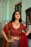 Orange Color Kashmiri Print Tussar Silk Lehenga Choli