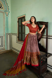 Orange Color Kashmiri Print Tussar Silk Lehenga Choli