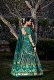 Sea green Tussar silk floral print lehenga choli