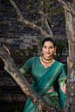 Sea green Tussar silk floral print lehenga choli