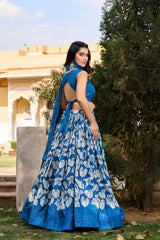 Royal Blue tussar silk lehenga choli