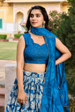 Royal Blue tussar silk lehenga choli
