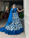 Royal Blue tussar silk lehenga choli