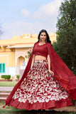 Red tussar silk lehenga choli