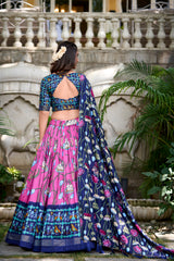Pink Tussar Silk Pichwai & Patola Print Lehenga Choli
