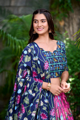 Pink Tussar Silk Pichwai & Patola Print Lehenga Choli