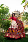 Of White Color Tussar Silk Kalamkari Lehenga Choli