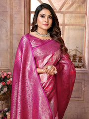 Pink Chaturi Weaving Banarasi Silk Saree