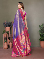 Purple Color Pure Banarasi Tissue Silk Saree