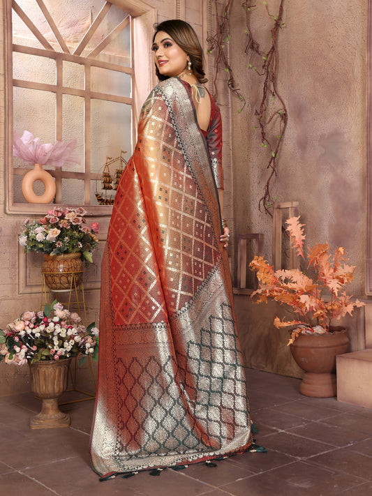 Brown Exclusive Summer Special Pure Lichi Silk Saree Collection | Premium Kochi Silk with Elegant Checks Weaving | Soft, Comfy & Easy to Drape | Wedding Wear Saree | Washable, Durable & Easy Maintenance.