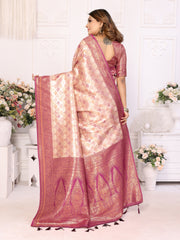 Peach Chaturi Banarasi Silk Saree