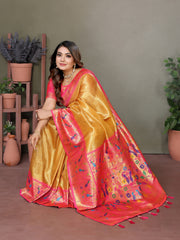 Mustard Pure Banarasi Silk Tissue Saree