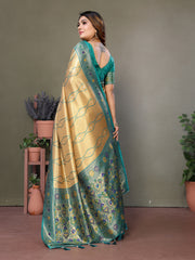 Cream Pure Banarasi Tissue Silk Saree with Leheriya Weave