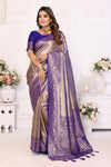 Purple Pure Banarasi Tissue Silk Saree