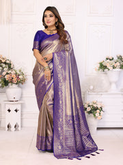 Purple Pure Banarasi Tissue Silk Saree