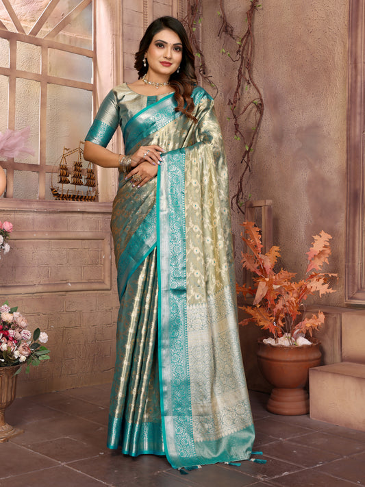 Sky Handloom Tissue Silk Saree For Wedding