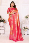 Orange Banarasi Chaturi Silk Saree with Contrast Blouse.