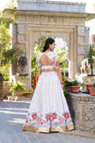 White Georgette Embroidered Lehenga for Women