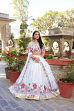 White Georgette Embroidered Lehenga for Women