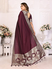 Maroon Banarasi Silk Saree