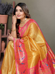 Mustard Pure Banarasi Silk Tissue Saree