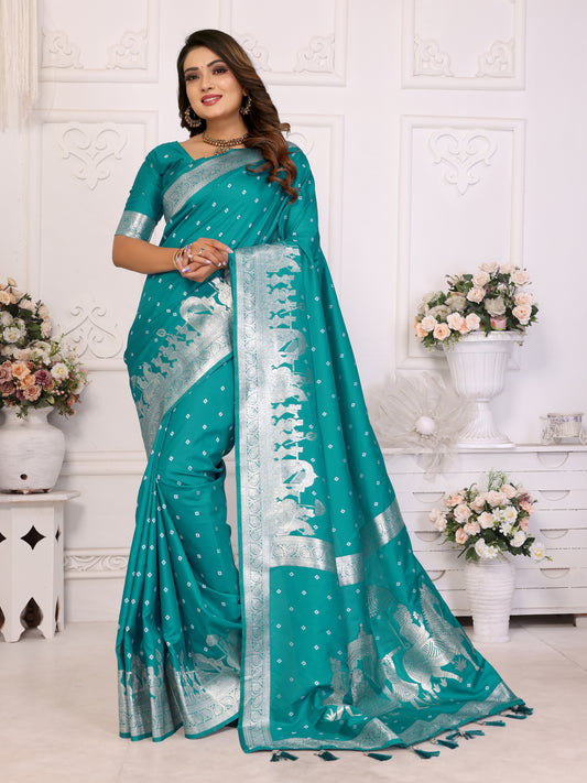 Sky Exclusive Summer Special Pure Lichi Silk Saree Collection | Premium Quality Kochi Silk with Bandhej Weaving | Official Wear, Easy Maintenance & Durable | Soft, Comfy & Easy to Drape.