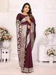 Maroon Banarasi Silk Saree