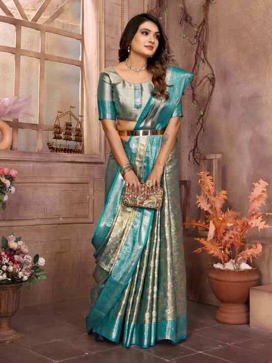 Sky Handloom Tissue Silk Saree For Wedding