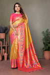 Mustard Pure Banarasi Silk Tissue Saree