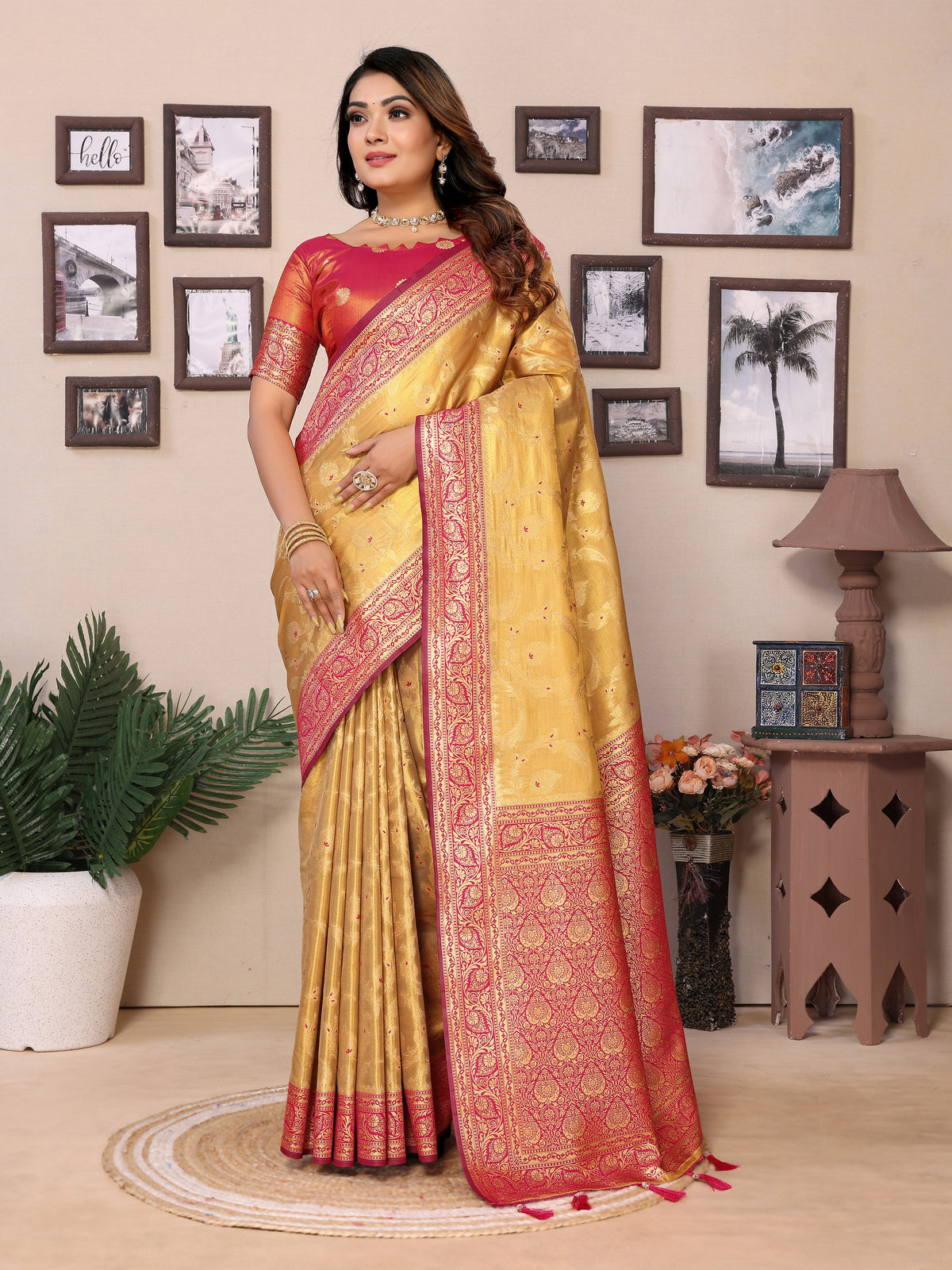 Red Pure Tissue Silk Saree for Weddings