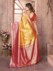 Yellow Heavy Pure Banarasi Tissue Silk Saree