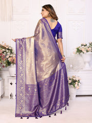 Purple Pure Banarasi Tissue Silk Saree