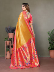 Mustard Pure Banarasi Silk Tissue Saree