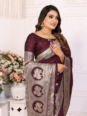 Maroon Banarasi Silk Saree