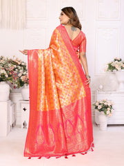 Orange Chaturi Banarasi Silk Saree