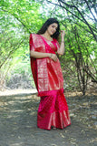 Pink Handmade Bandhej Kanjivaram Silk Saree