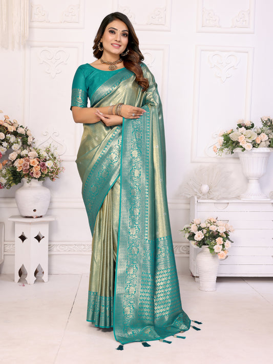 Sky Color Pure Banarasi Tissue Silk Saree