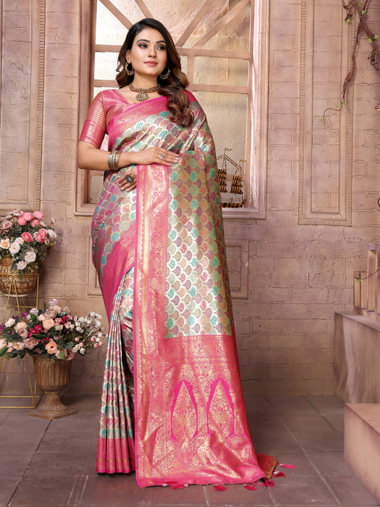 Sky Chaturi Banarasi Silk Saree