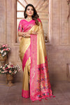 Yellow Pure Banarasi Tissue Silk Saree with Paithani Pallu