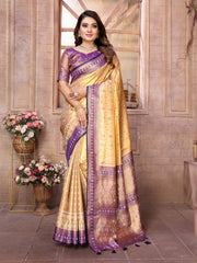 Purple Color Pure Banarasi Tissue Silk Patola Weaving Saree