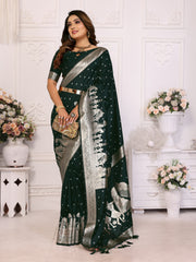 Black Exclusive Summer Special Pure Lichi Silk Saree Collection | Premium Quality Kochi Silk with Bandhej Weaving | Official Wear, Easy Maintenance & Durable | Soft, Comfy & Easy to Drape.