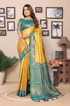 Yellow Color Pure Banarasi Tissue Silk Saree with Patola Woven Borders