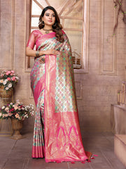 Sky Chaturi Banarasi Silk Saree