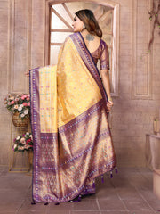 Purple Color Pure Banarasi Tissue Silk Patola Weaving Saree