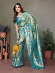 Sky Color Pure Banarasi Tissue Silk Saree