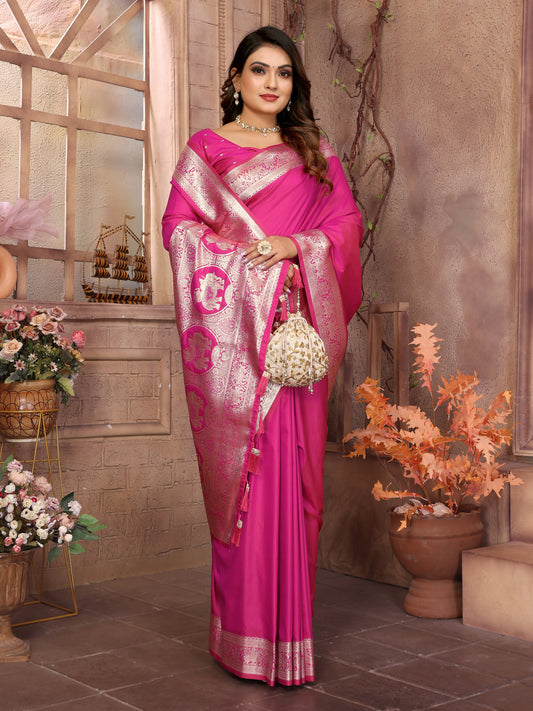 Pink Banarasi Silk Saree