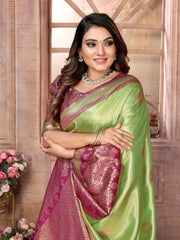 Green Banarasi Tissue Silk Saree