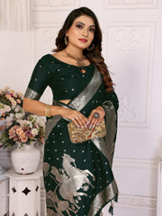 Black Exclusive Summer Special Pure Lichi Silk Saree Collection | Premium Quality Kochi Silk with Bandhej Weaving | Official Wear, Easy Maintenance & Durable | Soft, Comfy & Easy to Drape.