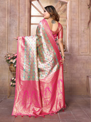 Sky Chaturi Banarasi Silk Saree