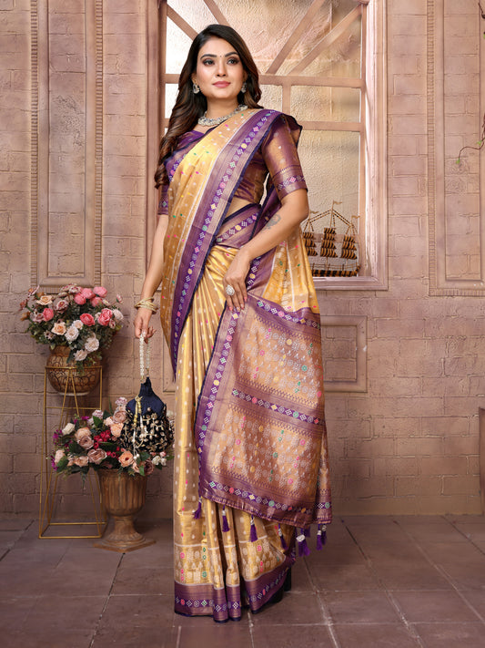 Purple Color Pure Banarasi Tissue Silk Patola Weaving Saree